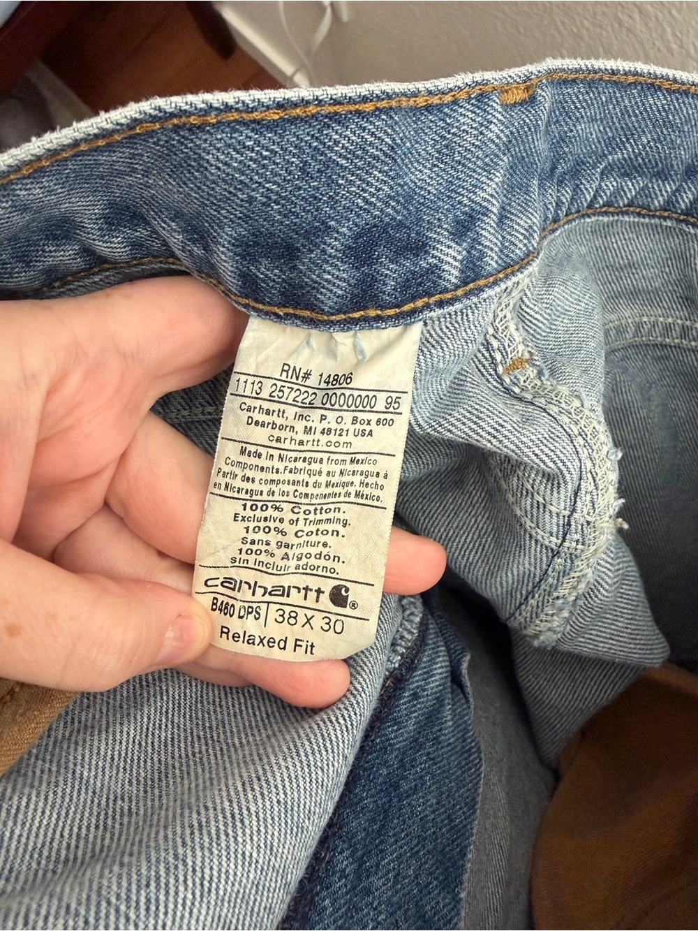 Carhartt Men's Relaxed Fit Straight Leg Jean B460 DPS size 38x30 - Picture 7 of 8